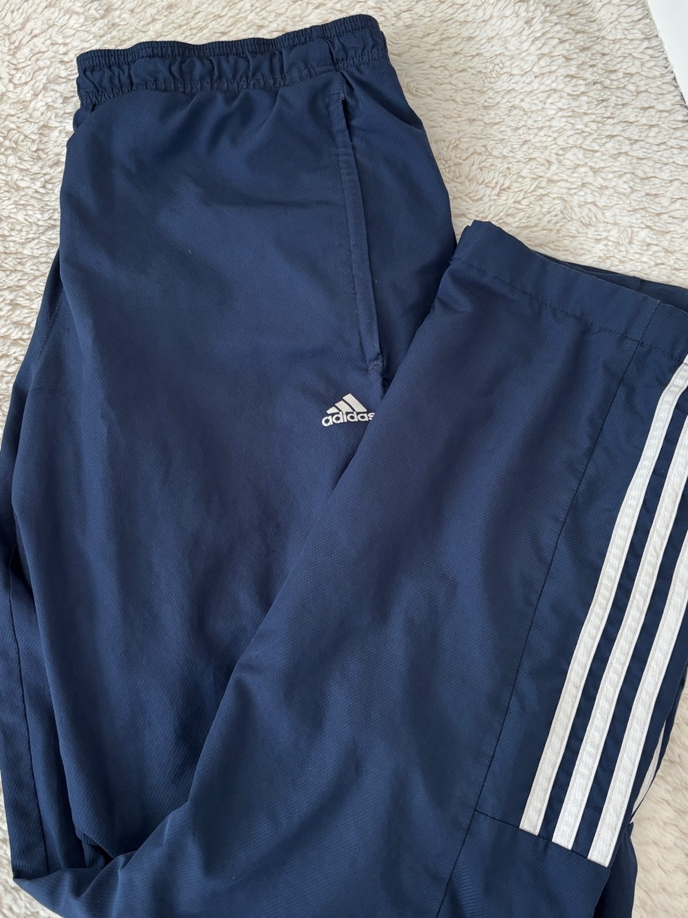 adidas Kids Navy Track Pants with White 3-Stripes
